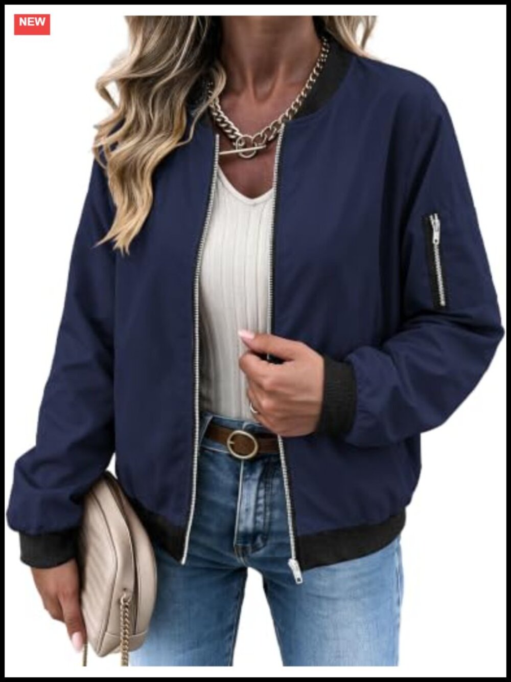 Zeagoo Women Bomber Jacket Casual Lightweight Zip Up Quilted Aviator Coat